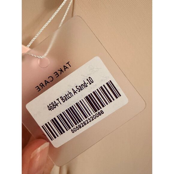 Oh Polly Trousers Women High Waisted Cut Out Flare 6 Sand Rhinestone 4684-T NWT - Picture 8 of 11